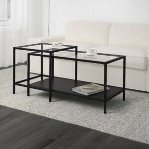 طقم طاولات قهوة بسطح زجاج قطعتين من آرك - أوري
