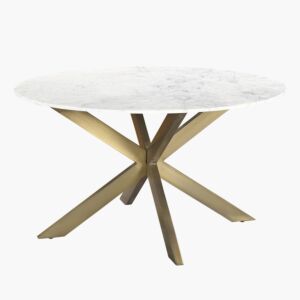 طاولة طعام بسطح رخام مستدير ل 6 مقاعد من بورتولا