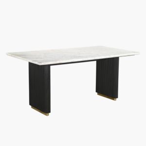 طاولة طعام 6 مقاعد بسطح من الرخام الأبيض من فابيو