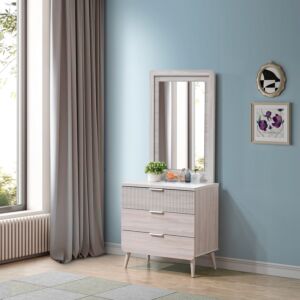 طاولة تزيين بـ 3 أدراج مع مرآة من إلمود