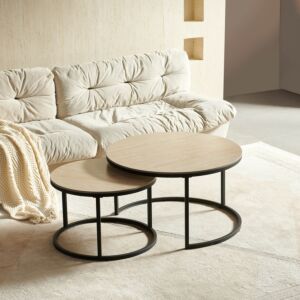 طاولة قهوة من الحجر الملبد من بيليسيا - طقم من قطعتين