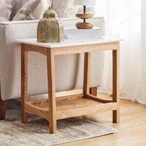 طاولة جانبية طويلة بسطح رخامي مع رف من ميدتاون