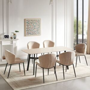 طقم طاولة طعام من الحجر الملبد مع 6 مقاعد من ستيلا