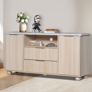 طاولة تلفزيون مرتفعة بابين ودرجين للأجهزة حتى 65 بوصة آيلاند