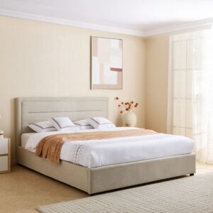 سرير كوين منجد بمساحة تخزين هيدروليك جانبية أرتيسان - 160x200 سم