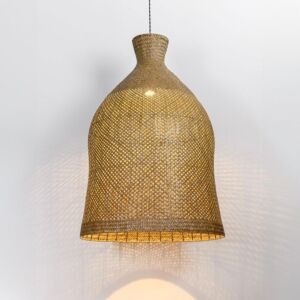 انارة معلقة رتان منحني 50 سم خشبي