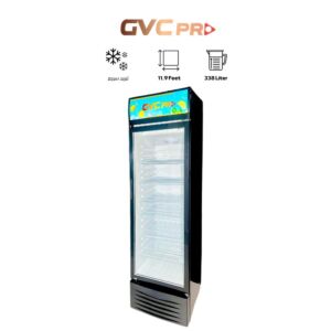 ثلاجة عرض جي في سي برو 338لتر - اسود