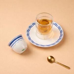 طقم شاي وقهوة من مجموعة موج 18 قطعة - أبيض