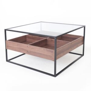 طاولة قهوة سوسال لون بني واسود 80 سم