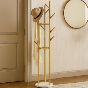 علاقة ملابس أرضية 170 سم - ذهبي وابيض