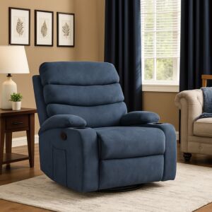 كرسي استرخاء دوار مخمل ريڤا - ازرق غامق