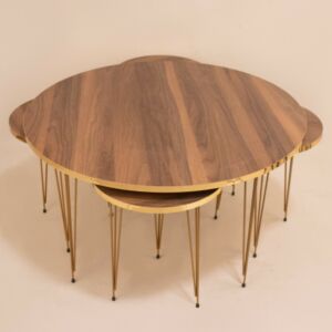 طقم طاولات دائري-بني