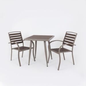 طقم طاولة مع مقعدين خارجي شينزو - بني