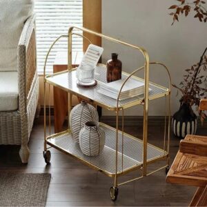 عربه تقديم ستيل قابله للطي - ذهبي