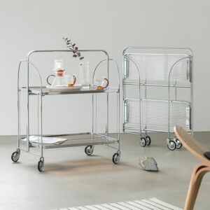 عربه تقديم ستيل قابله للطي - فضي