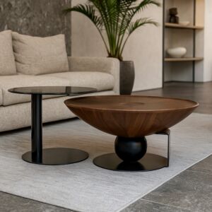 طقم طاولة قهوة ماردين قطعتين - بني واسود