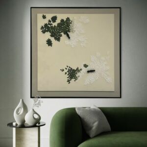 لوحة جدارية رسم يدوي باولا 160X160 سم - برواز اسود