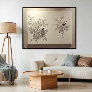 لوحة جدارية رسم يدوي شاولا 160X140 سم - برواز اسود