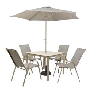 طقم طاولة طعام مع مظلة 4 اشخاص سوليتا - بيج
