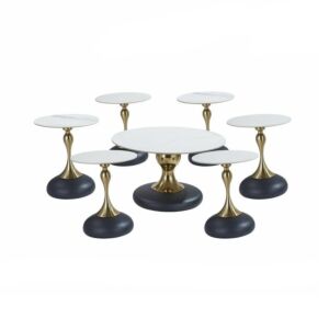 طقم طاولة قهوة وطاولات جانبية 7 قطع سيراميك تشون - اسود