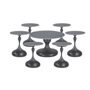 طقم طاولة قهوة وطاولات جانبية 7 قطع سيراميك تشون - رمادي