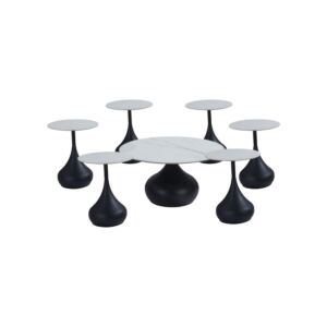 طقم طاولة قهوة وطاولات جانبية 7 قطع سيراميك تشونا - اسود
