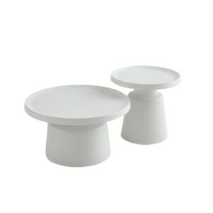 طقم طاولة قهوة وطاولة جانبية قطعتين بروناي - ابيض