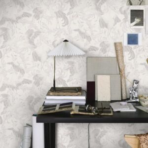 ورق جدران بطبعات طيور وحيوانات ايسنس - ابيض