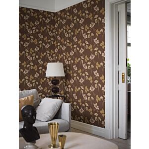 ورق جدران نمط زهور - بني
