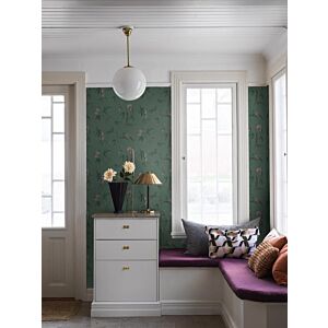 ورق جدران منقوش - اخضر ووردي