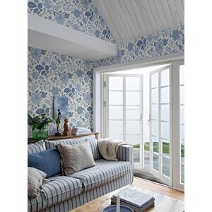 ورق جدران - ازرق وابيض