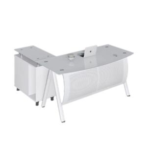 طاولة مكتب مع أدراج وملحق رالف - ابيض 