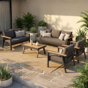 طقم جلسة خارجية 5 قطع ماربيا - رمادي