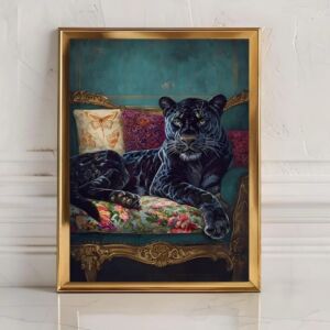 لوحة جدارية 120x160 سم جاغوار - برواز اسود غير مجوف