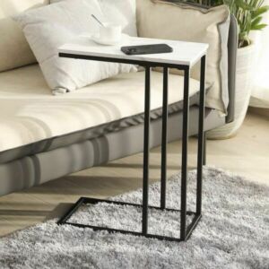 طاولة جانبية جيلان - أبيض رخامي واسود