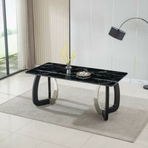 طاولة طعام6 أشخاص ألفريدو - اسود وفضي