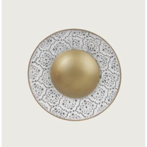 ديكور جداري دائري مزخرف - أبيض وذهبي