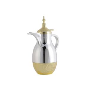دلة قهوة عربية 2لتر - فضي وذهبي