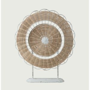 تحفة فنية على شكل طاولة من الخزف الأخاذ شكل دائري لون زهري أبيض 