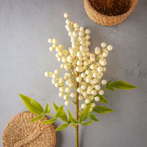 باقة ورد صناعي ريفال - ابيض واخضر - 12 قطعة