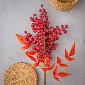 باقة ورد صناعي مارغريت - احمر واخضر - 12 قطعة